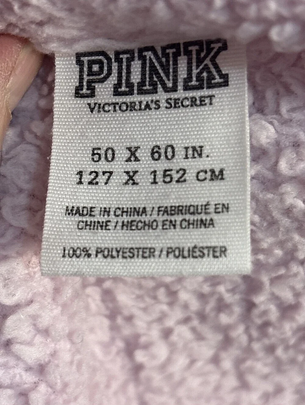 Victoria's Secret PINK light pink fuzzy fleece blanket